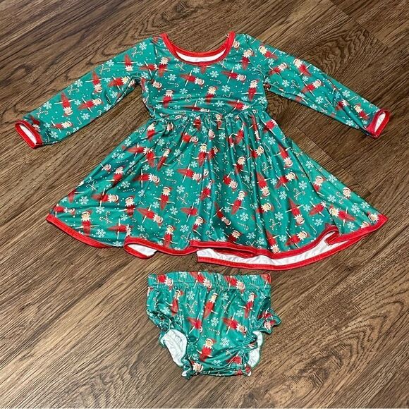 Charlie’s Project Kids Holiday Elf On The Shelf Twirl Dress and Bloomers Size 2T - Picture 2 of 9